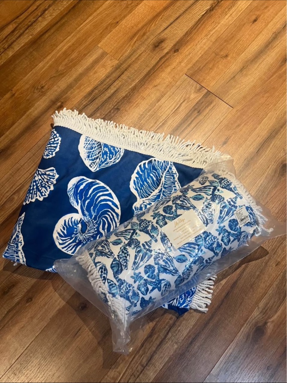 Lilly Pulitzer Shell Print Cotton Throw and Pillow with Fringe